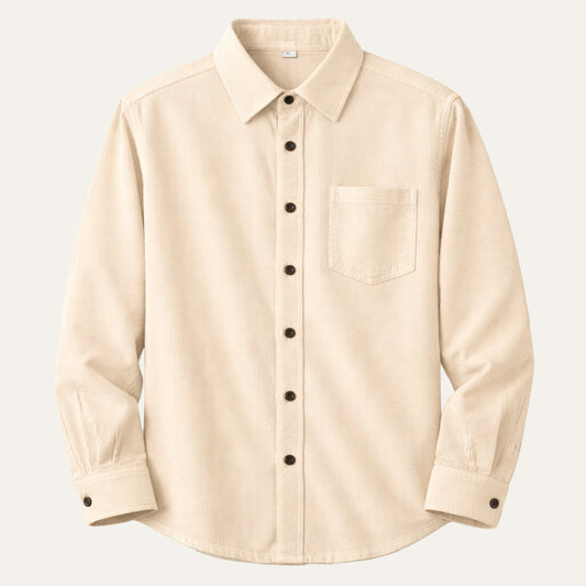 Men's Corduroy Shirt Solid Color Casual - VibreMode
