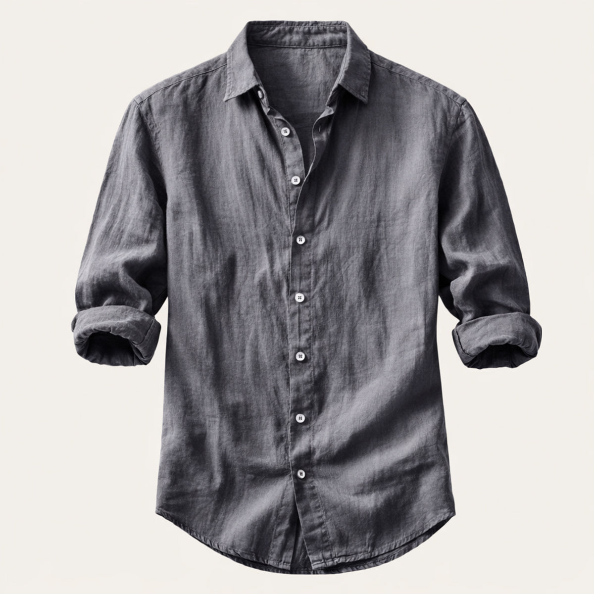 Men's Linen Blend Button Down Shirt Lightweight Beige