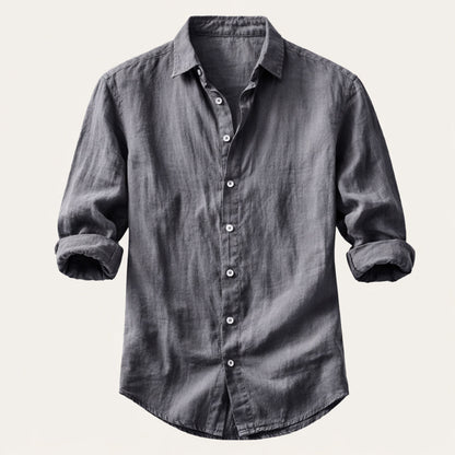 Men's Linen Blend Button Down Shirt Lightweight Beige