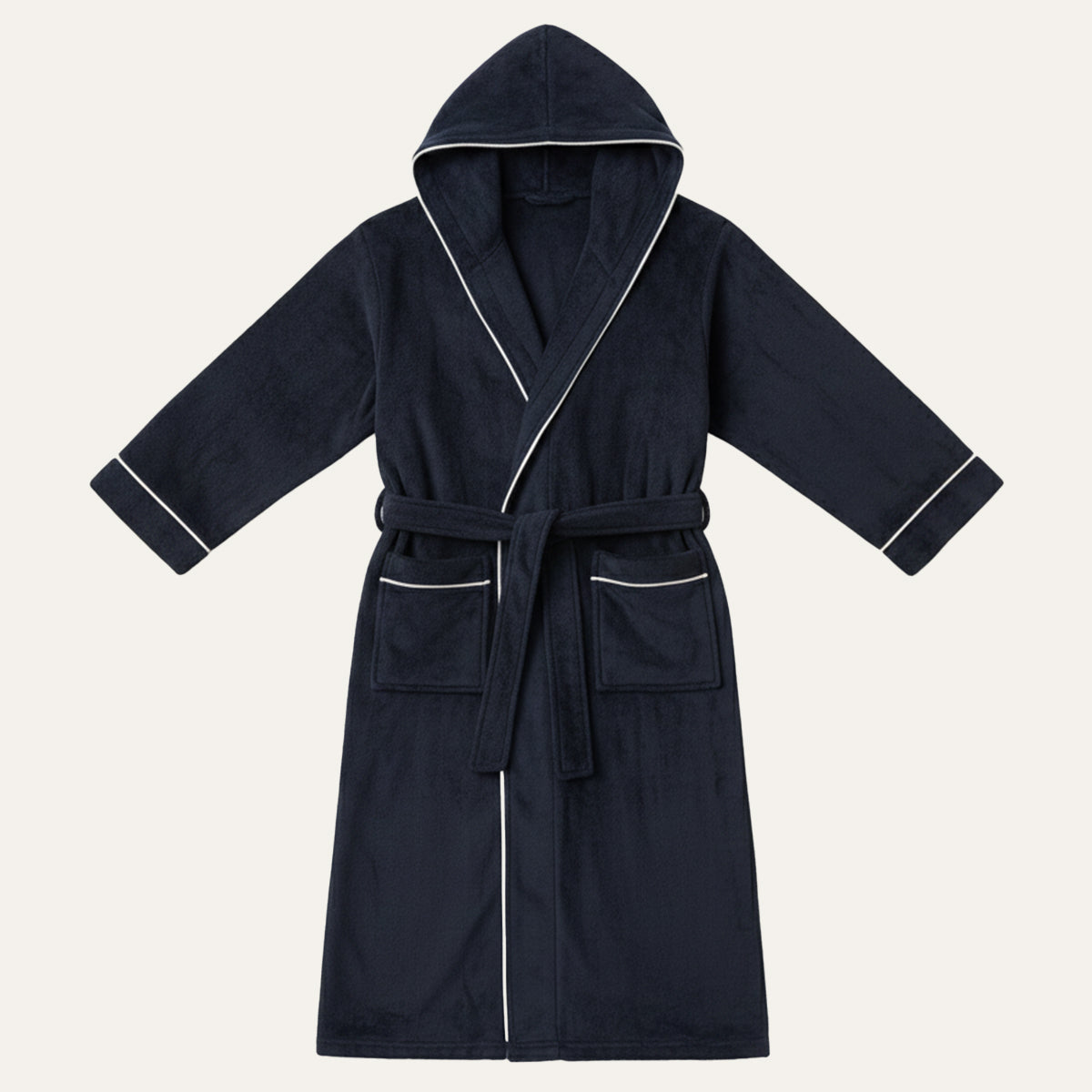 Men's Hooded Long Bathrobe Cotton With Belt