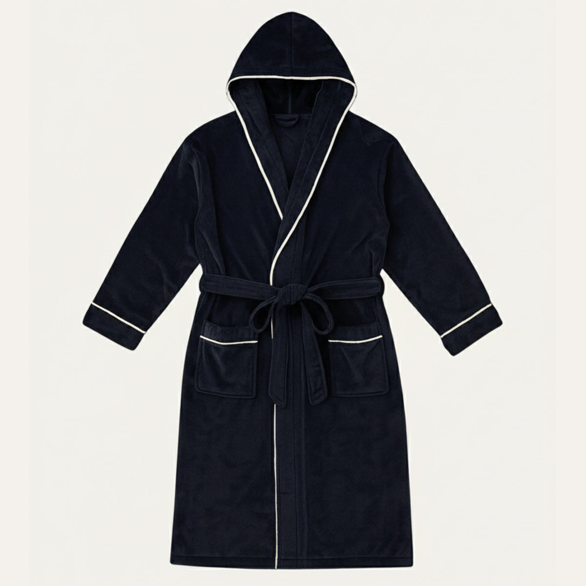 Men's Hooded Fleece Bathrobe With Belt