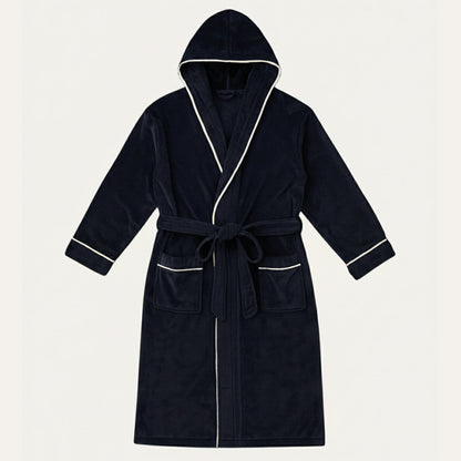 Men's Hooded Fleece Bathrobe With Belt