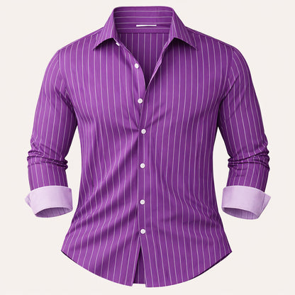 Men's Slim Fit Striped Button Up Shirt