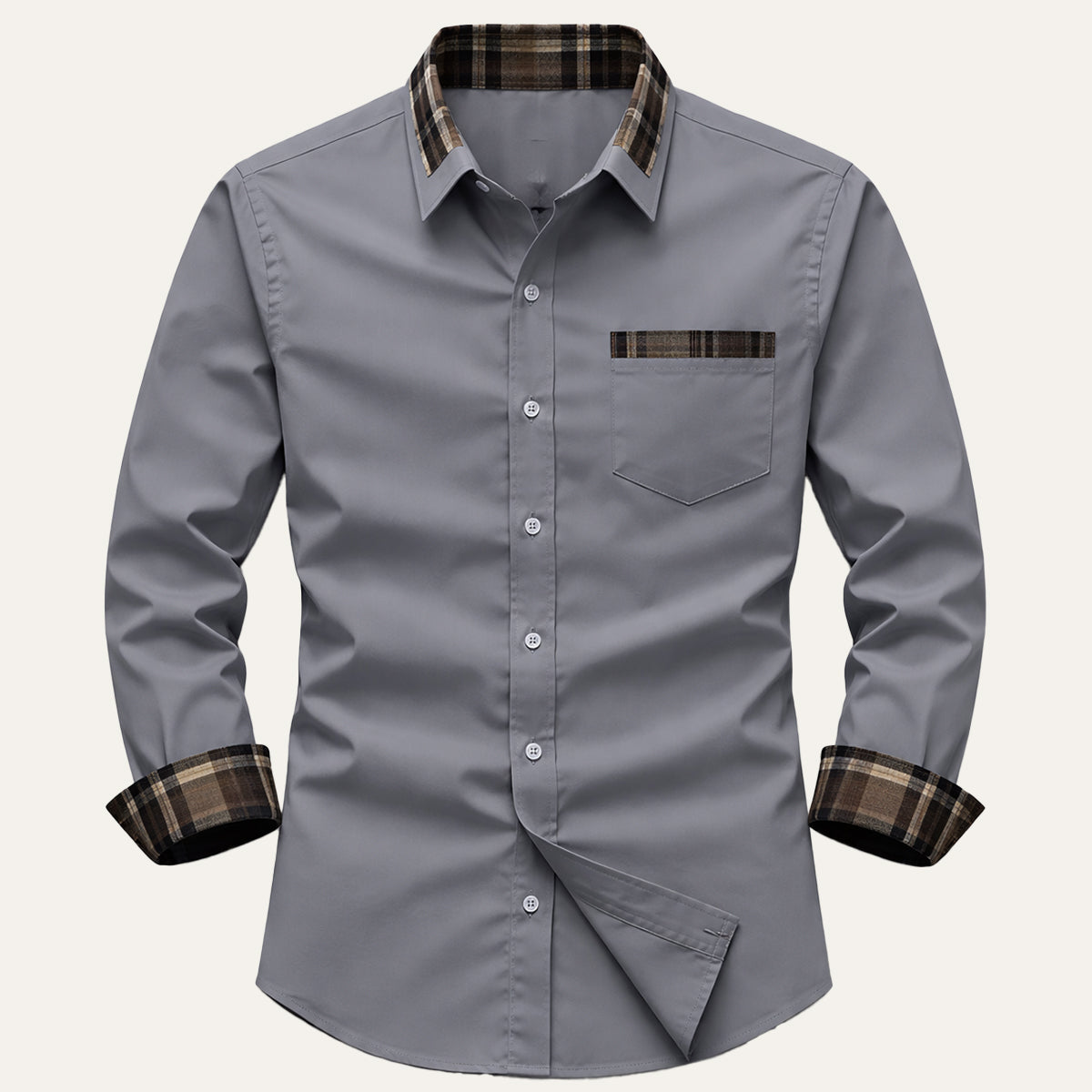 Men's Plaid Dress Shirt Casual Button Up