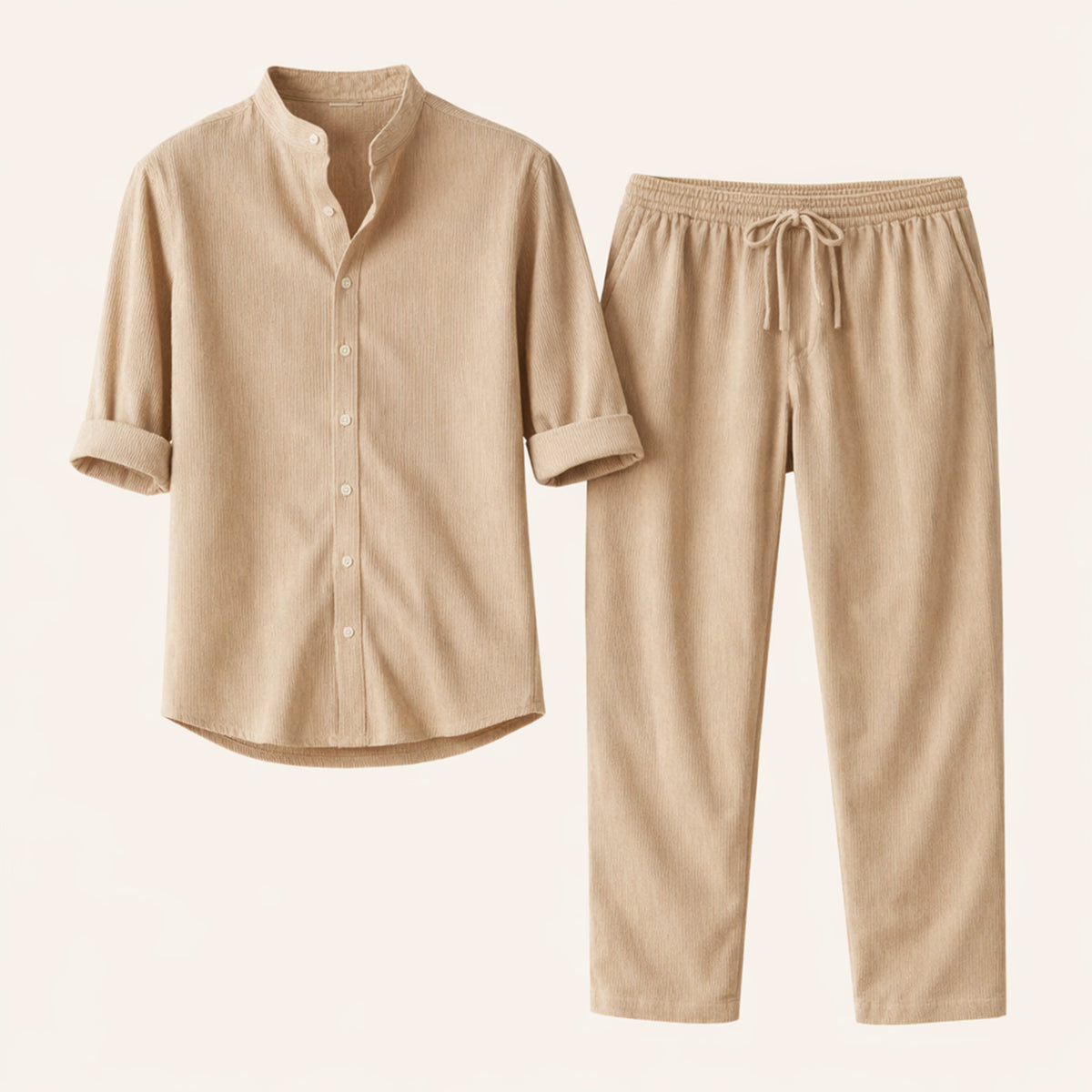 Men's Casual Shirt And Trousers Set