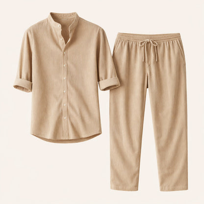 Men's Casual Shirt And Trousers Set
