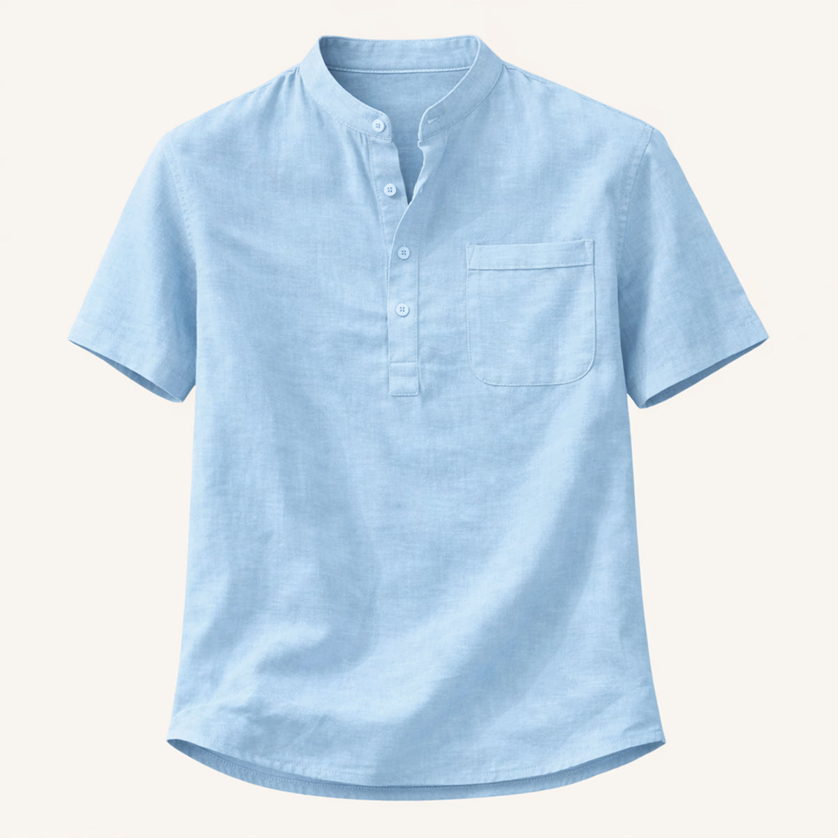 Men's Cotton Linen Henley Shirt Casual