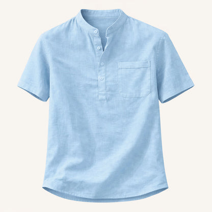 Men's Cotton Linen Henley Shirt Casual
