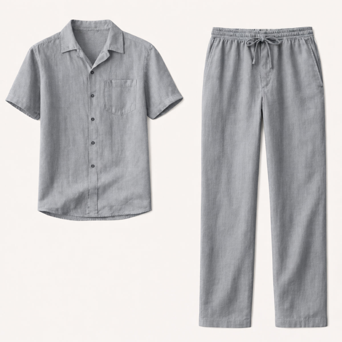 Men's Linen Beach Shirt Pants Set Lightweight