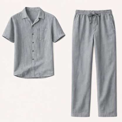 Men's Linen Beach Shirt Pants Set Lightweight