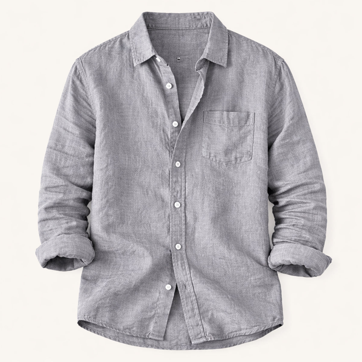 Men's Cotton Linen Shirt Lightweight Stand Collar