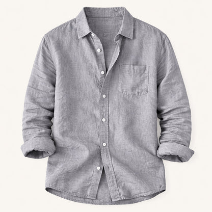 Men's Cotton Linen Shirt Lightweight Stand Collar