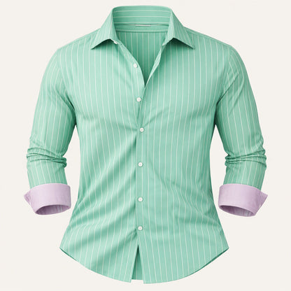Men's Slim Fit Striped Button Up Shirt