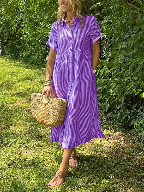 Women's Striped Button Front Dress