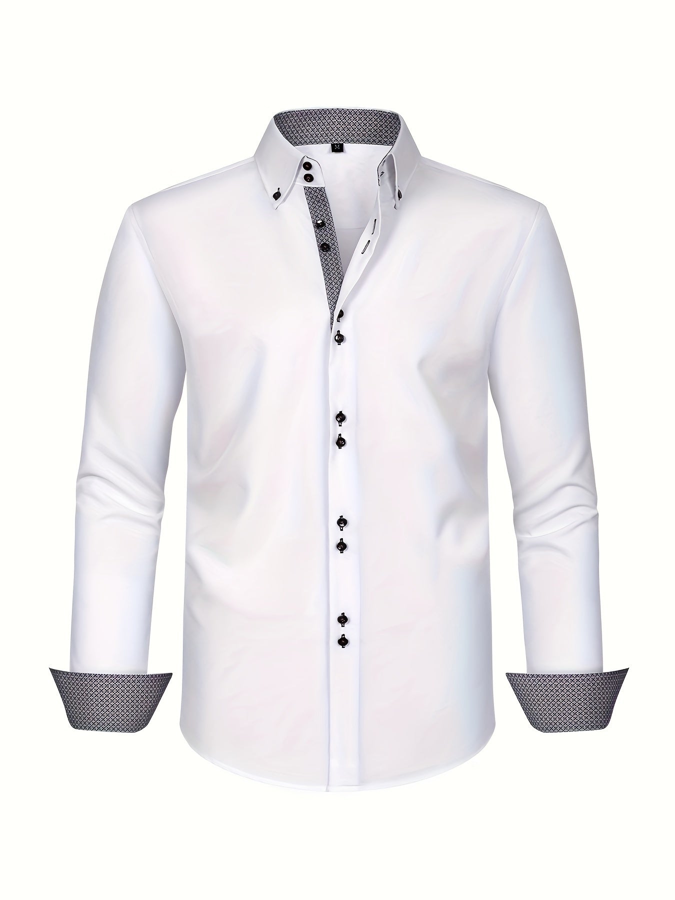 Men's Long Sleeve Button Down Shirt Contrast Trim