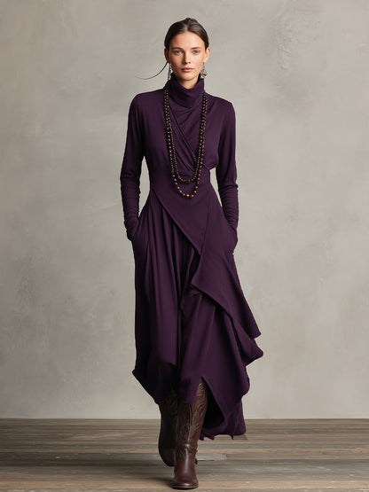 Cozy Crew Neck Knee Length Dress