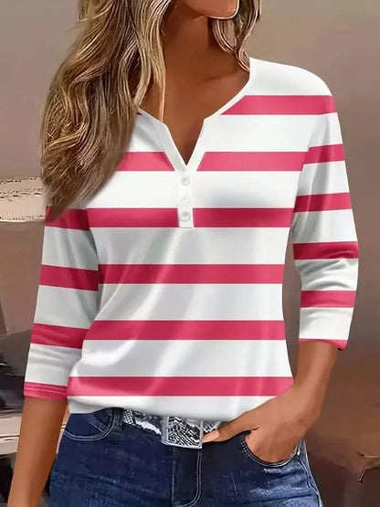 Women's Striped V-Neck