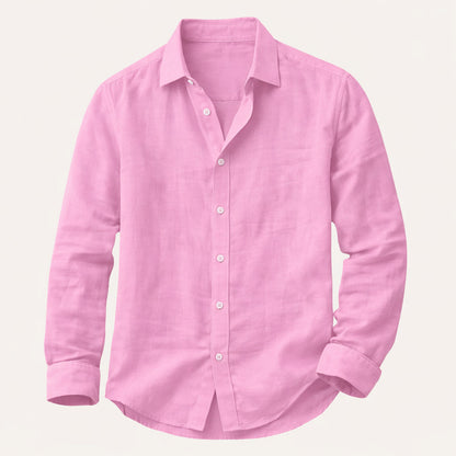 Men's Cotton Linen Button Up Shirt Lightweight