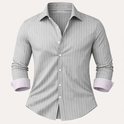 Men's Slim Fit Striped Button Up Shirt