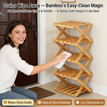 9 Tier Bamboo Storage Shelf No Assembly Required
