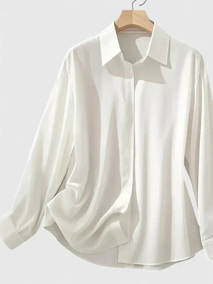 Classy Ladies Button Front Blouse with Hidden Buttons
