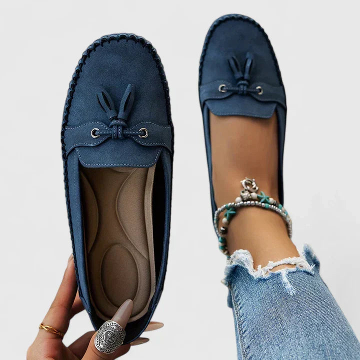 Women's Suede Loafers Slip-On Flat Shoes Brown