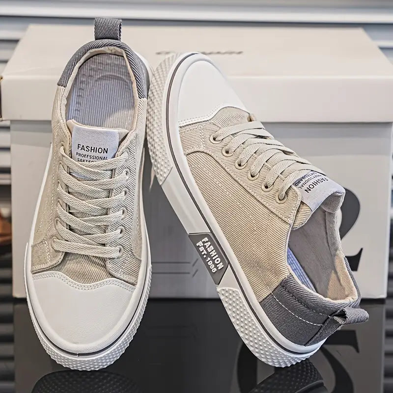 Men's Lace-Up Sneakers Rubber Toe Low- - VibreMode