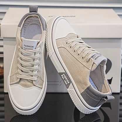 Men's Lace-Up Sneakers Rubber Toe Low- - VibreMode