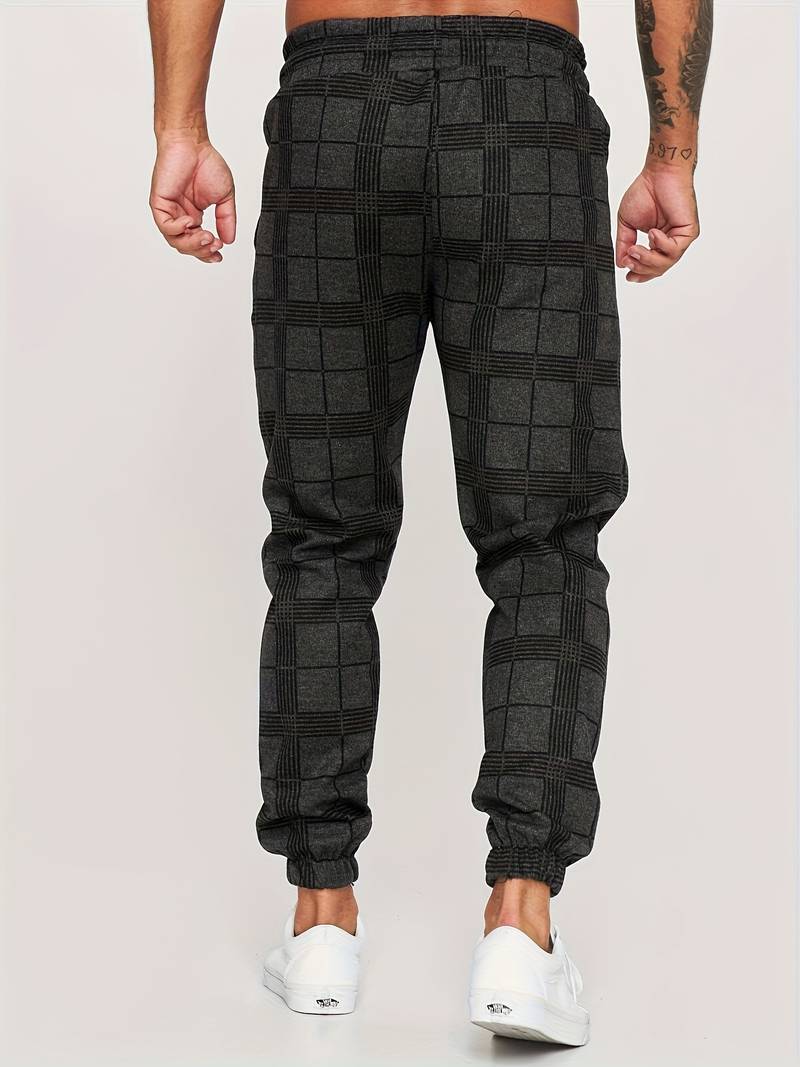 Men's Slim Fit Checkered Joggers
