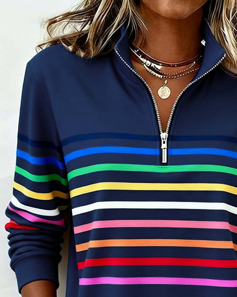 Women's Crew Neck Sweatshirt Ribbed Hem