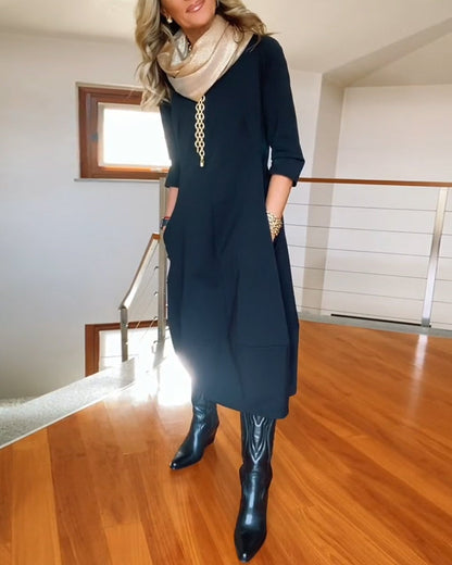 Women's Midi Dress Round Neck