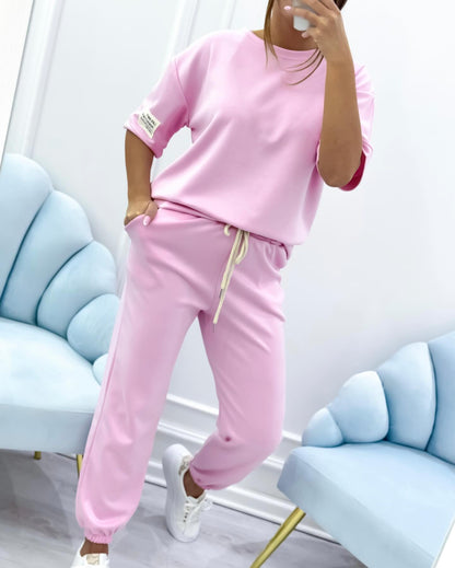 Women's Two Piece Short Sleeve Jogger Set