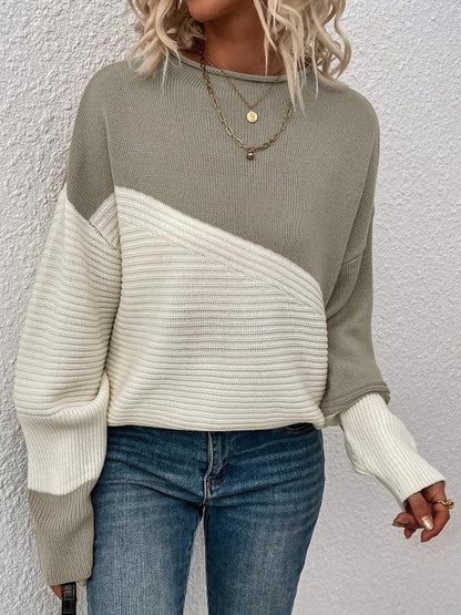 Comfortable Multicolor Knit Crew Neck Sweater