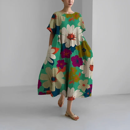Casual Floral Midi Dress for Women