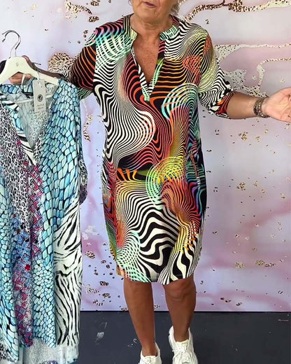 Women's V-Neck Dress Colorful