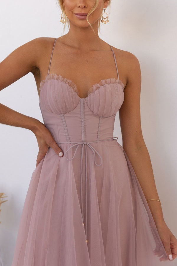 Women's Corset Midi Dress Tulle Skirt