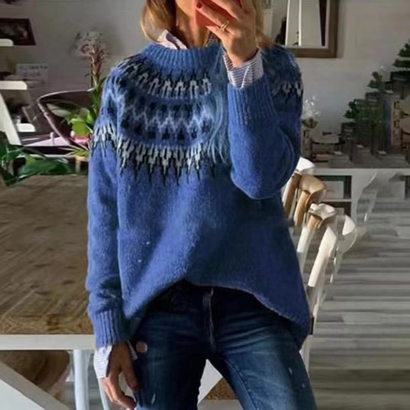 Fair Isle Knitted Sweater Comfortable Fit