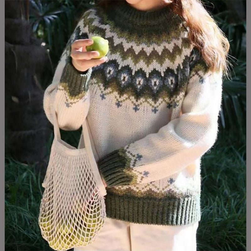 Fair Isle Knitted Sweater Comfortable Fit - VibreMode