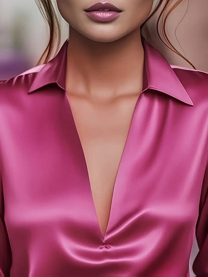 Luxury Soft V-Neck Satin Top