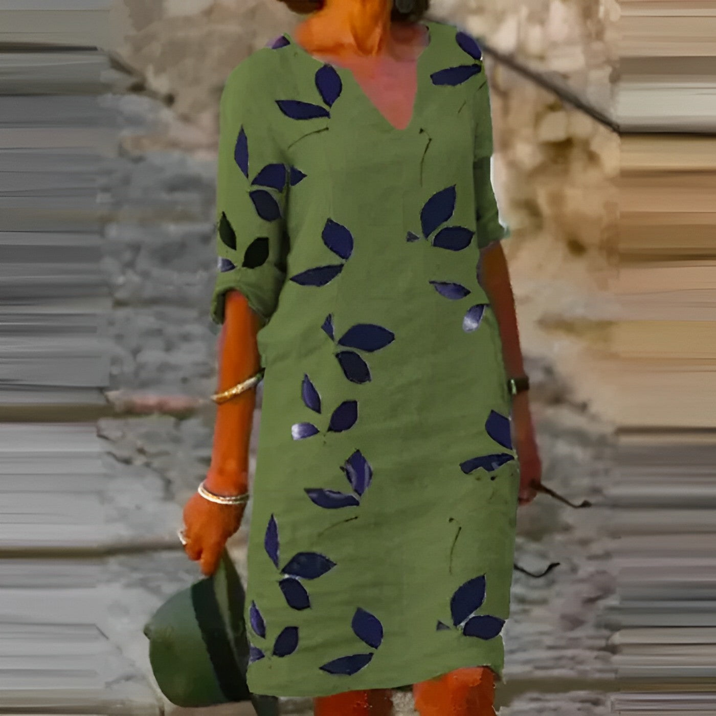 Women's Leaf Print Summer Dress