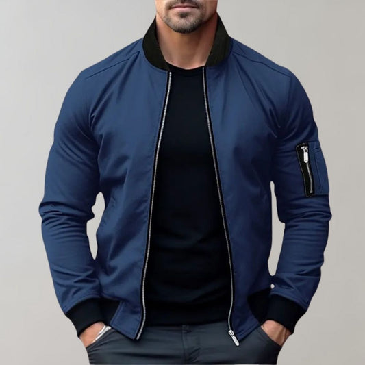 Men's Slim Fit Bomber Jacket Full Zip - VibreMode