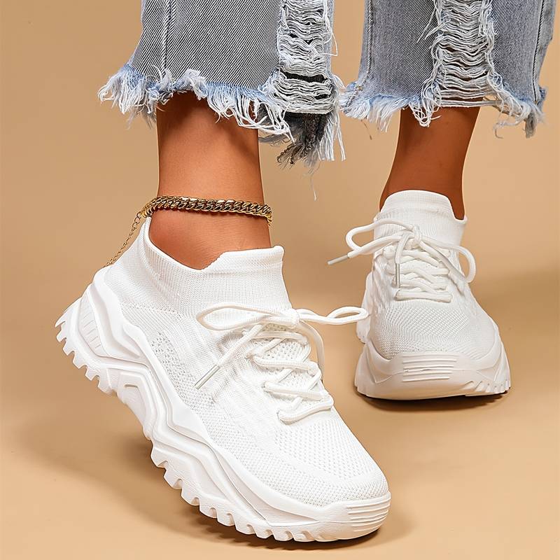 Fashionable Thick Knit Sneaker Boots