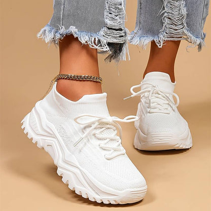 Fashionable Thick Knit Sneaker Boots