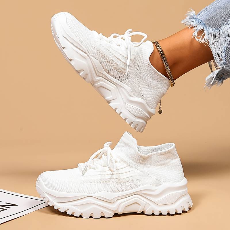 Fashionable Thick Knit Sneaker Boots