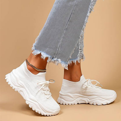 Fashionable Thick Knit Sneaker Boots