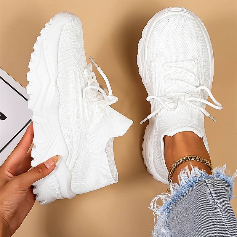 Fashionable Thick Knit Sneaker Boots
