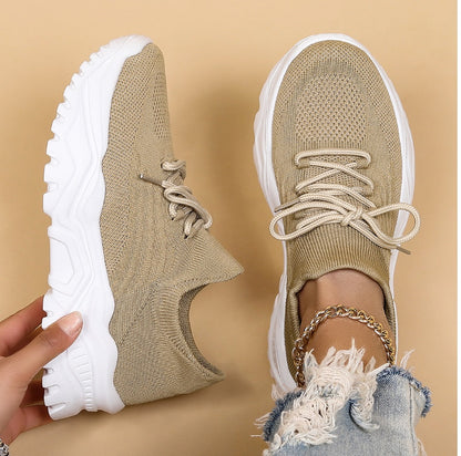 Fashionable Thick Knit Sneaker Boots
