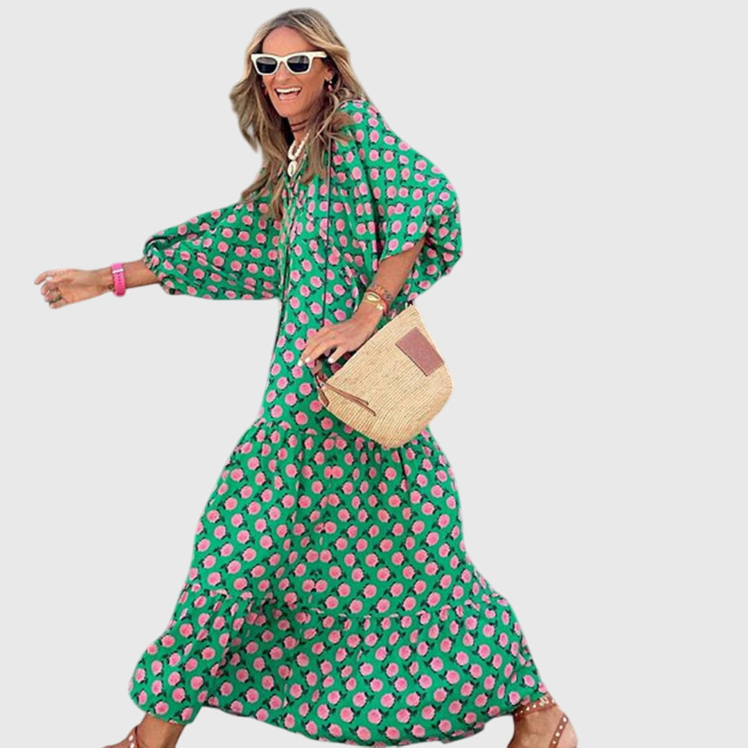 Floral Print Long Summer Dress For Ladies