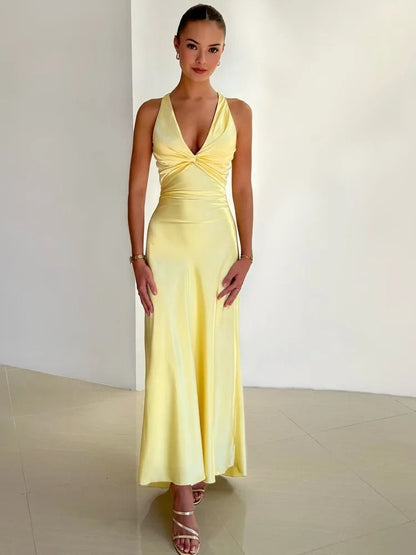 Flowy V-Neck Maxi Dress for Women