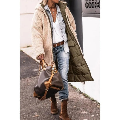 Women's Longline Puffer Jacket Sherpa Lining